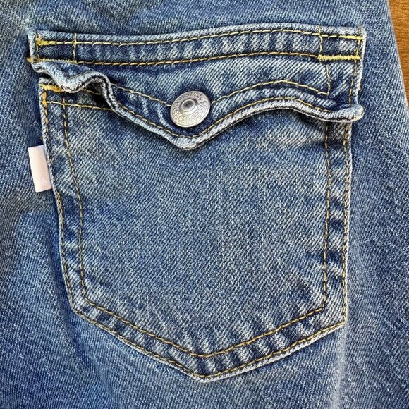 Levi's Noughtie's Bootcut Flower Hear Patches Blue Mid Rise Jeans Size 25 - Picture 11 of 11